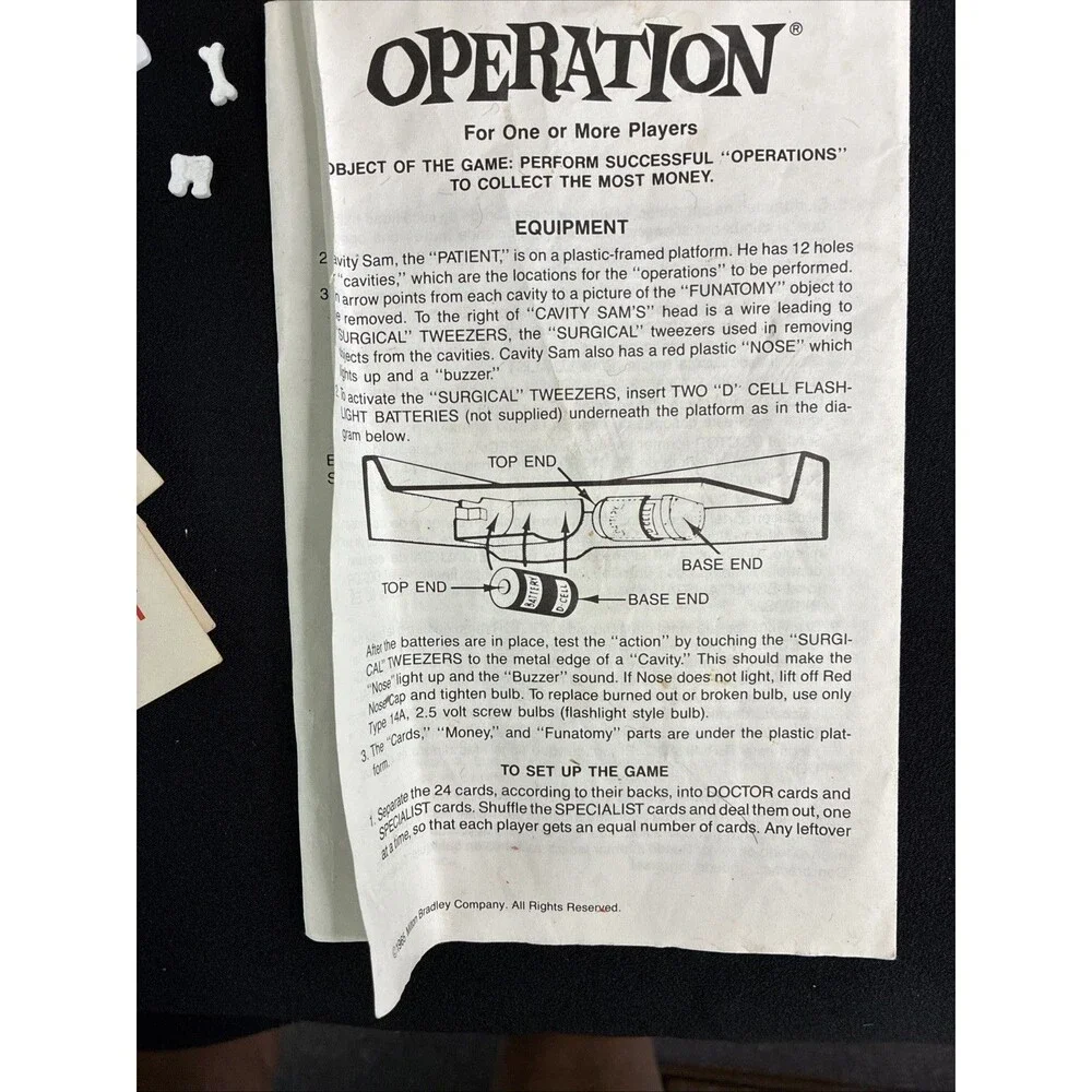 OPERATION Game Vintage 1965 Smoking Doctor Graphic Replacement Parts NOT Working